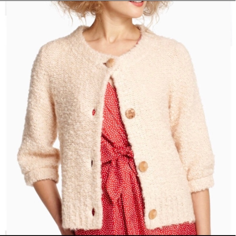 Anthropologie HWR Cardigan Sweater Pink Nubby Fox